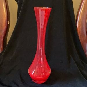 Vintage hand blown Finland Riihimaki Riihimaen Lasi Oy red glass vase